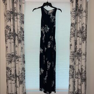 LOFT Navy and White Floral Maxi pantsuit